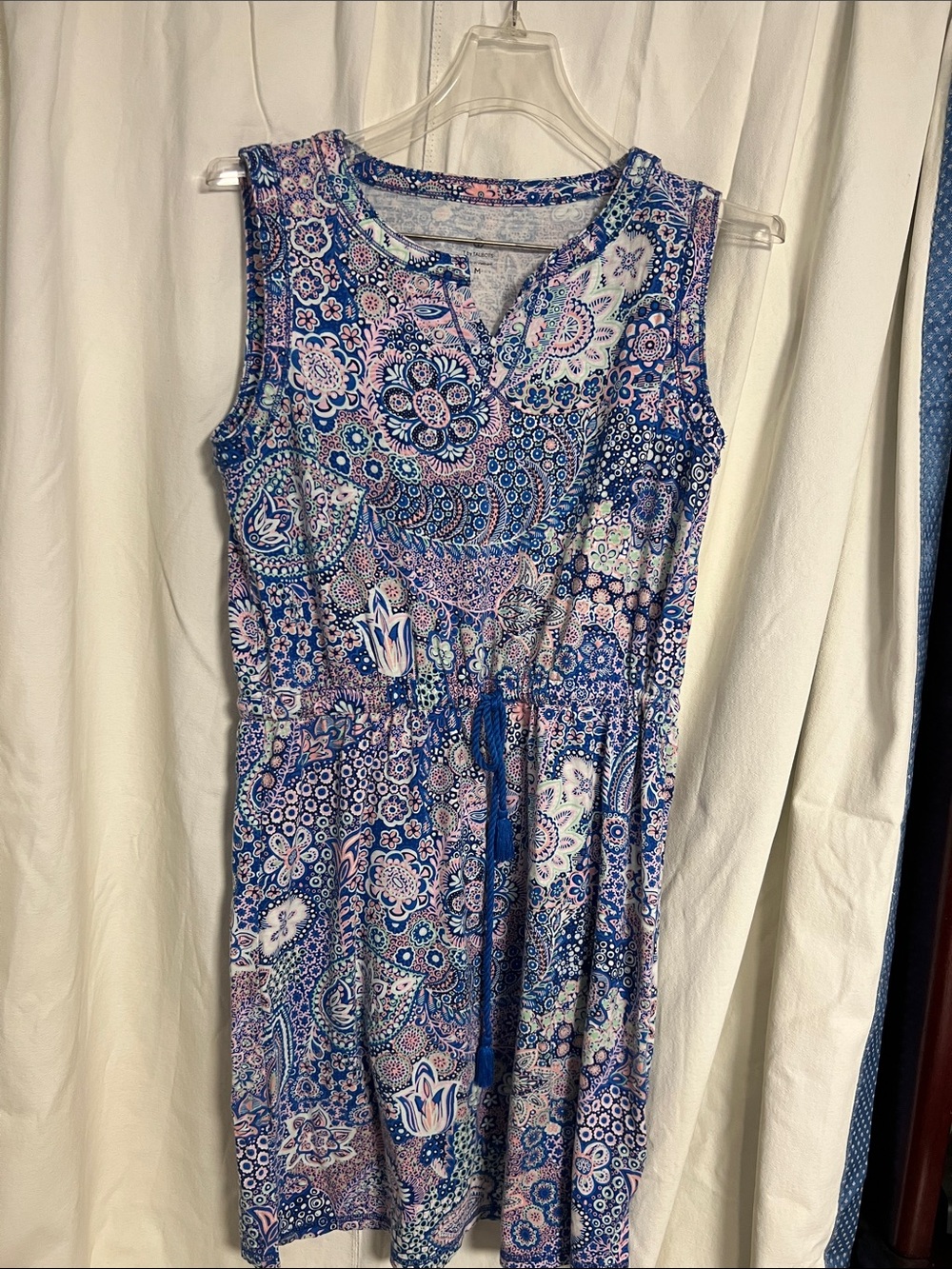 Talbots Medium Sleeveless Blue Paisley Summer Dress